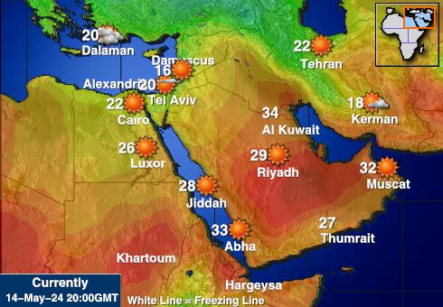 Jemen Wetter Temperaturkarte 