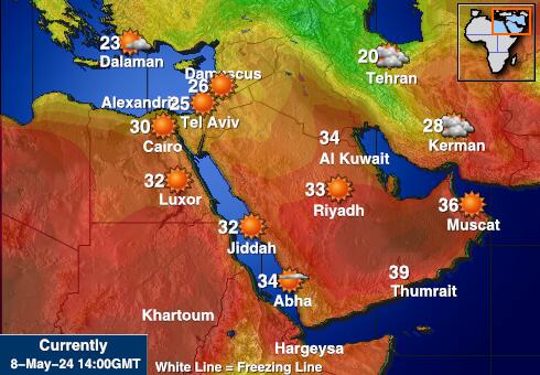 यमन मौसम का तापमान मानचित्र 