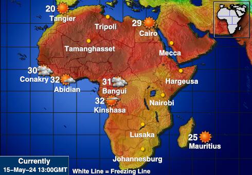 Замбија Временска прогноза, Температура, Карта 