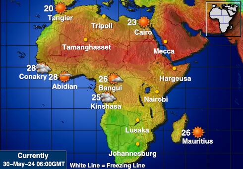 Zambia Mapa teplôt počasia 