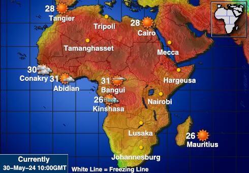 Zambija Vreme Temperatura Zemljevid 