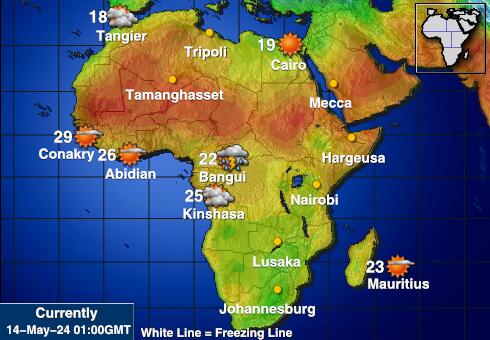 Замбія Карта температури погоди 