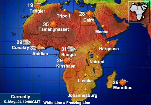 Zambia Mapa de temperatura Tiempo 