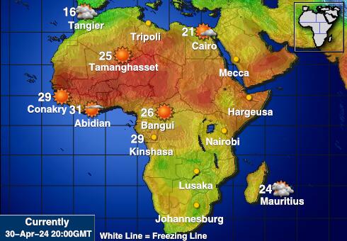 Замбия Карта погоды Температура 