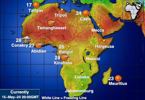 Zambija Vremenska prognoza, Temperatura, karta 