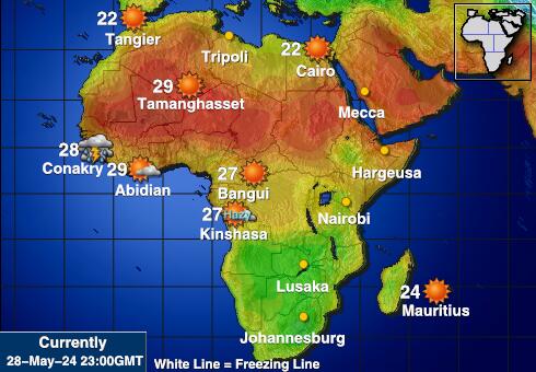 Zambia Peta suhu cuaca 