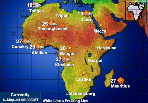 Замбия Температурна карта за времето 