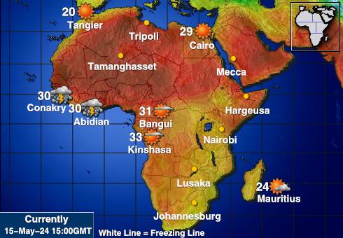 Zambia Bản đồ nhiệt độ thời tiết 
