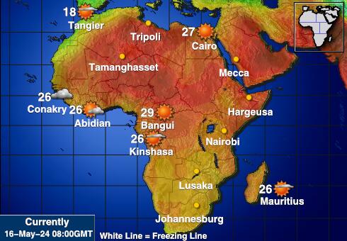 Zambia Időjárás hőmérséklet térképen 