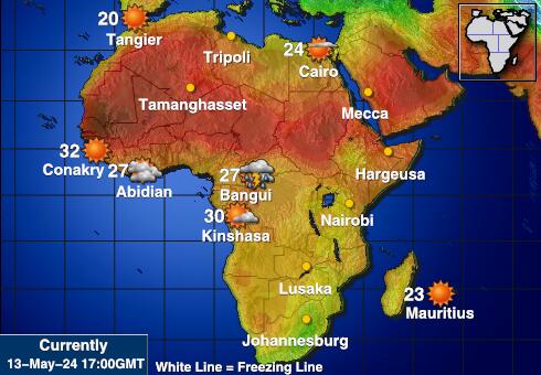 Zambija Laika temperatūra karte 