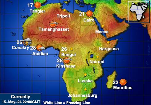 זמביה מפת טמפרטורת מזג האוויר 