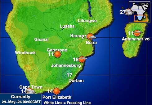 Zimbabwe Bản đồ nhiệt độ thời tiết 