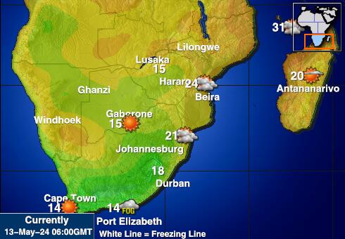 Zimbabwe Weather Temperature Map 