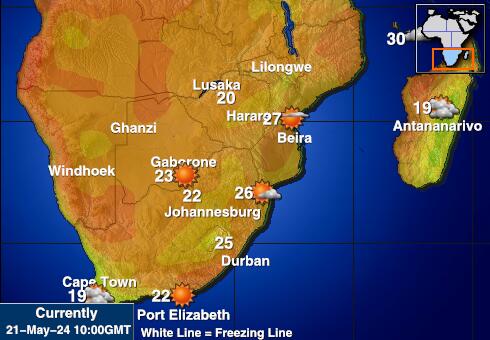 Zimbabwe Weer temperatuur kaart 