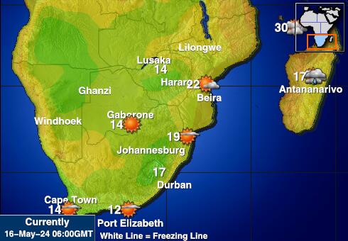 Zimbabwe Sää lämpötila kartta 