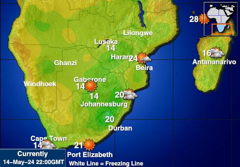Zimbabwe Carte des températures de Météo 