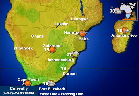 Zimbabwe Weer temperatuur kaart 