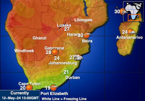 Zimbabwe Mapa počasí teplota 