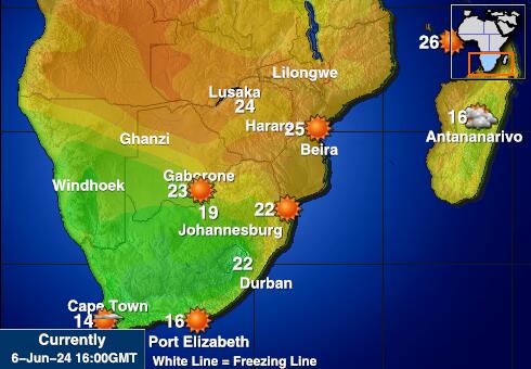 Zimbabwe Időjárás hőmérséklet térképen 