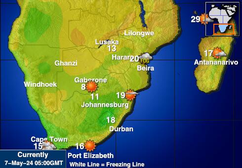 زيمبابوي خريطة درجة حرارة الطقس 