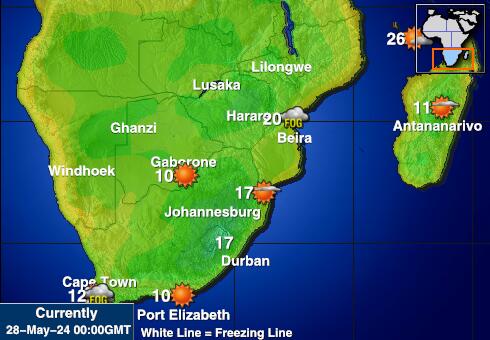 Zimbabwe Ilm temperatuur kaart 