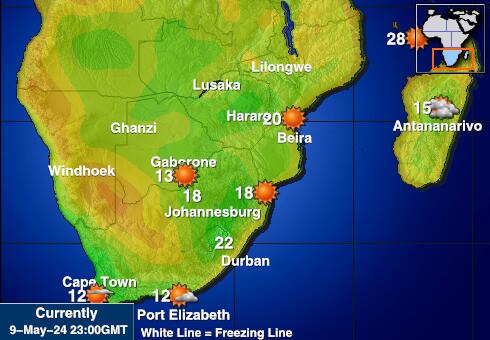 Zimbabwe Været temperatur kart 