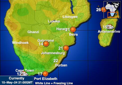Зимбабве Карта погоды Температура 