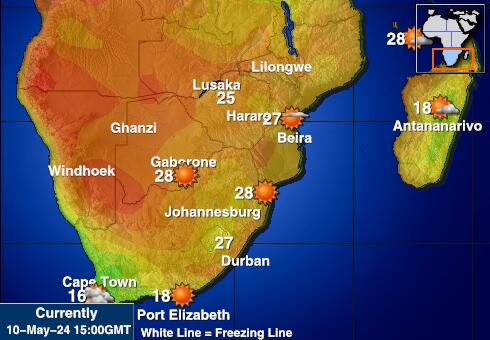 Simbabwe Wetter Temperaturkarte 