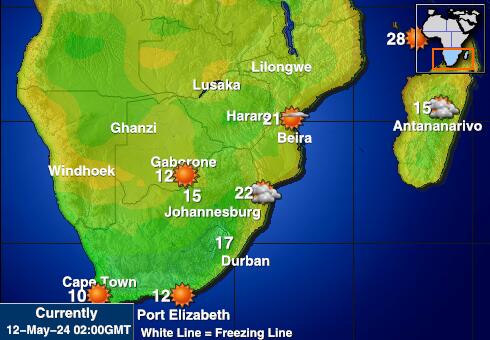 Zimbabwe Bản đồ nhiệt độ thời tiết 