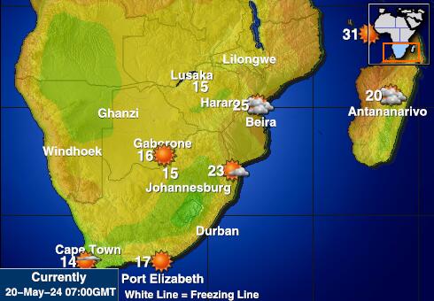 Зимбабве Карта погоды Температура 