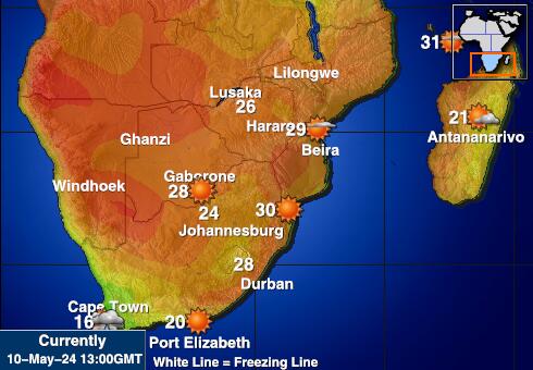 Ζιμπάμπουε Θερμοκρασία Καιρός χάρτη 