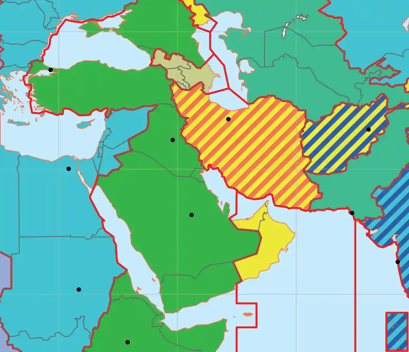 الشرق الأوسط خريطة المناطق الزمنية