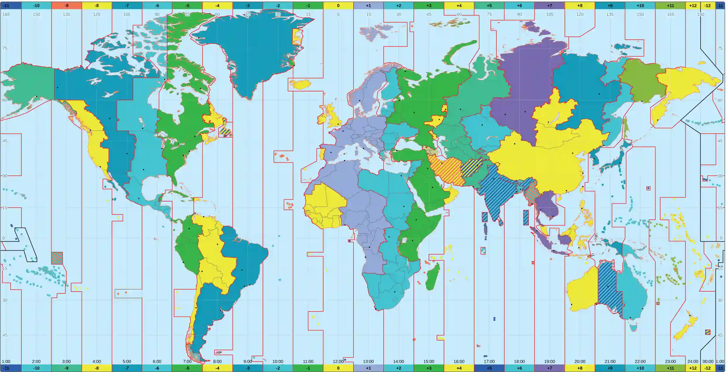 World map time zones